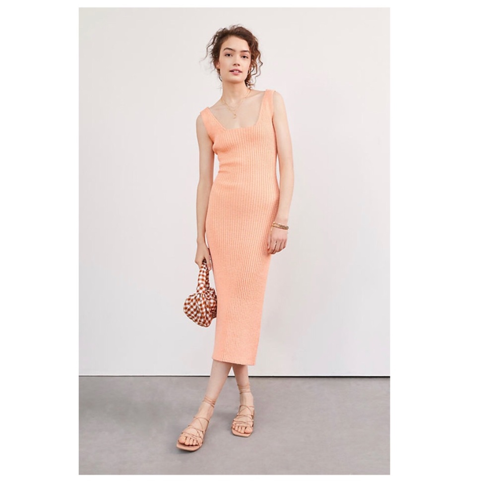 Anthropologie Peach Midi Dress